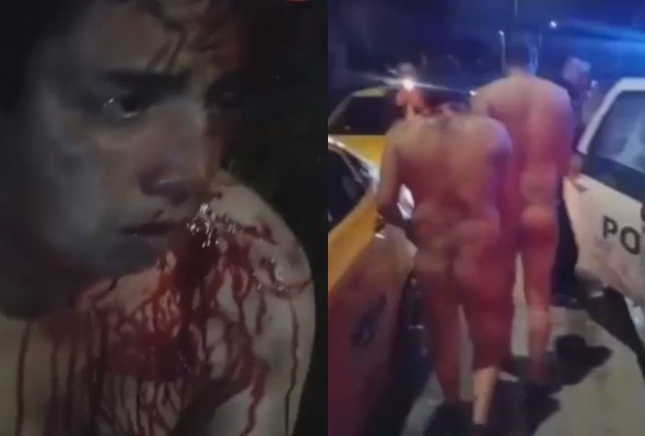 Beaten Thieves Forced To Walk Naked