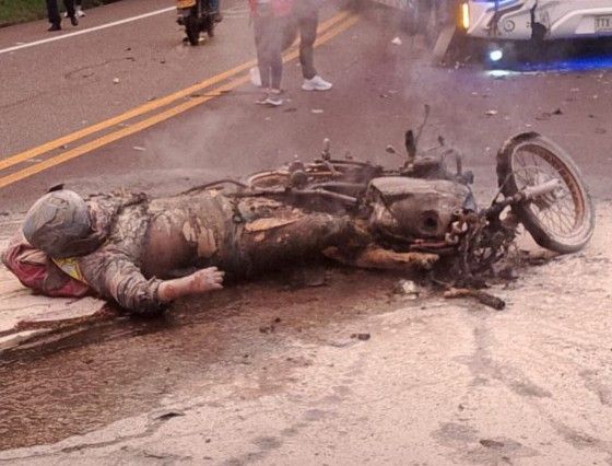 Motorcyclist Killed In Fiery Accident In Colombia