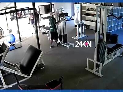 A sneak attack from behind in gym