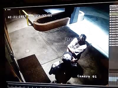 Lol Guy sucker punches another guy and then gets beat up by him