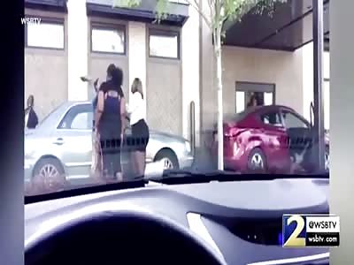 4 beautiful ladies fight at a drive thru one pulls a gun 