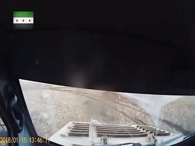 Regime Soldiers Run Over Jihadists In An MRAP.