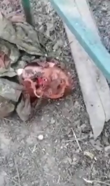 Dead Chechen Soldier With A Giant Hole In His Chin