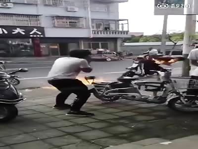 A fire trick goes wrong