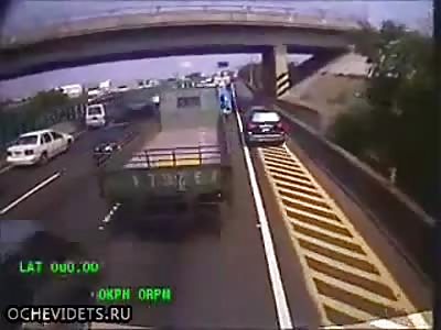 A bus destroys everything in its path