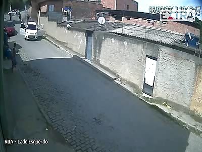 Police are caught running a man in the middle of the street police militiamen