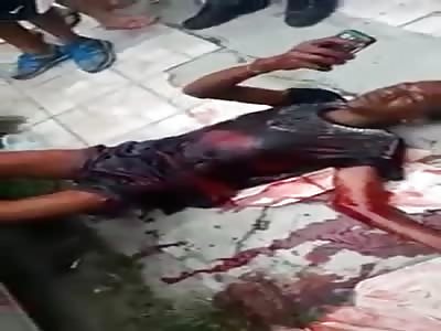 A man who's all shot is still calling his family.