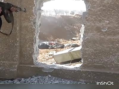 Moment a Russian fighter bombards alepo leaving dead and wounded At the end of the video a sure shot of a sniper