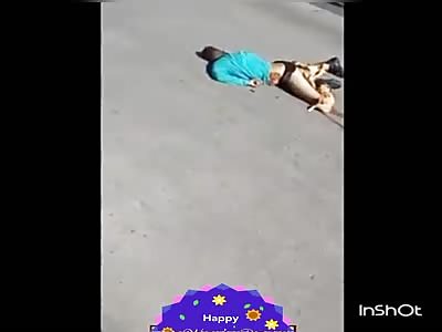 Horrible accident Man crash by truck