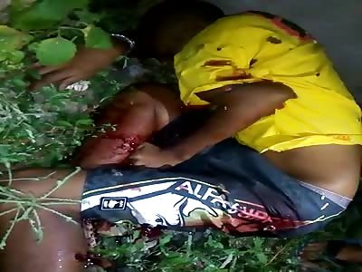 Young man died with several shots and his arm broke with bullet power ammunition