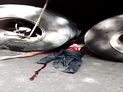 Horrible accident Man crash by truck