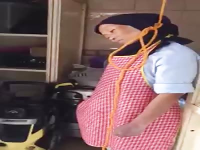 Woman suicide on the kitchen