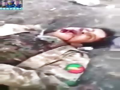 Soldier agonizing with shots in the face