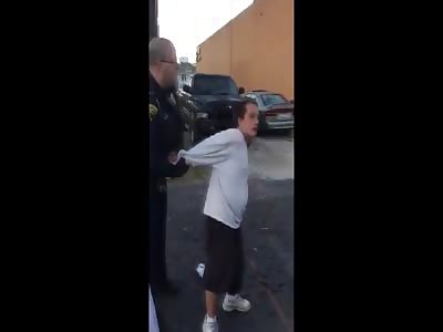 Man with Hands Behind His Back Brutally Body Slammed by Porky Cop 