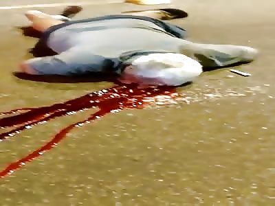 man has his face destroyed with shots