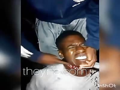 man being brutally murdered young woman has her neck cut with a knife