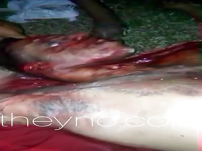 BRUTAL man being decapitated with a blind knife..Very Graphic 