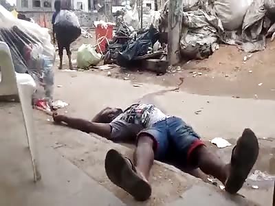 this poor man was shot in a favela