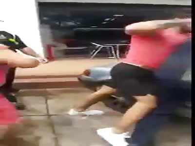 giant man harasses policemen