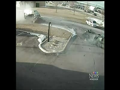 truck slamming into 3 vehicles in a fiery crash near Windsor