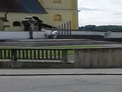 Moslem brutally invaded Jesus cross in St. Marein near Graz Austria