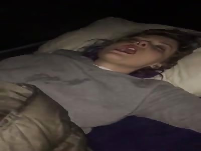 Girl at the festival taking drugs