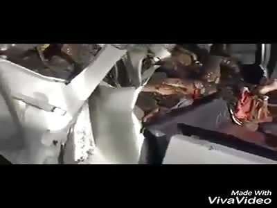 25 people burned to dead after minibus  slammed into pick-up truck 