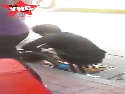 woman takes a shit in public 