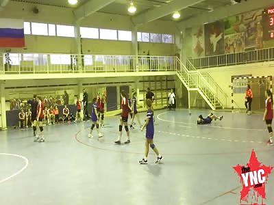 Russian handball player stamps on her opponentâ€™s head