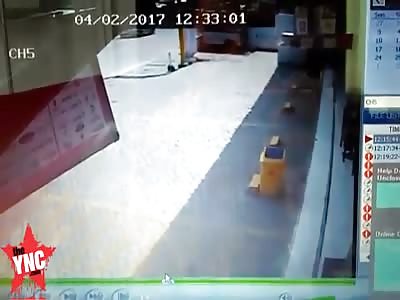 man nearly crushed by car