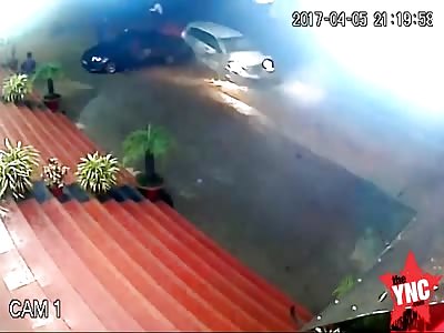 Car rams a biker and sends him flying