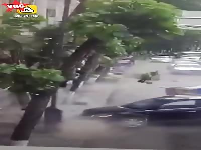  electric car and car, hit  pedestrians. 