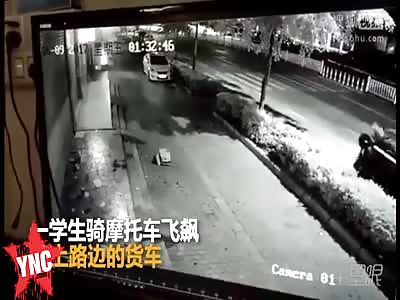 student drives head first into steel pipe that went into his eyes