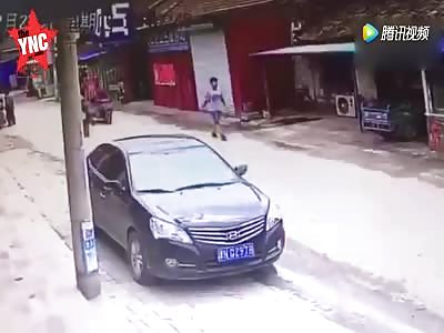 electric car driver dose the splits after accident  