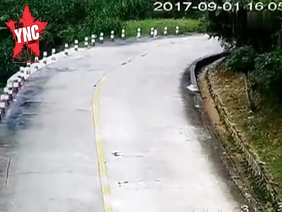 electric car driver late for work gets his head crushed