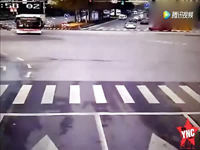 brutal motorcycle man sent flying over 50 meters 3 diffrent Camera angles