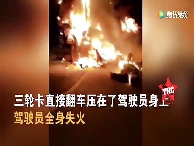 Man Burned alive next to his taxi