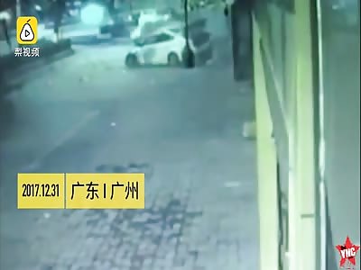 in Guangzhou a sanitation worker dies when a out of control car crushed him 