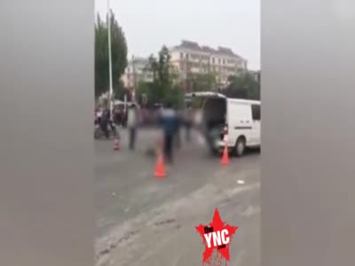 woman crushed  by a concrete mixer   in Jiangsu