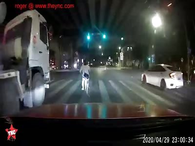 woman crushed by a truck i think ?