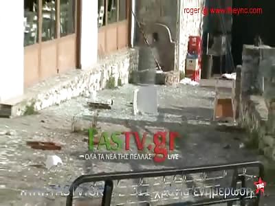 Locals in north greece set hotel on fire to prevent refugees resettlement