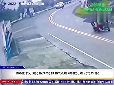 Biker crashed into a garage in Philippines 