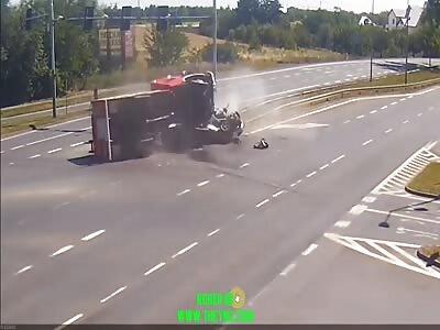 A Volvo crashed into a fire engine in Poland 