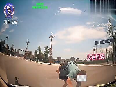 Car collided into a Man on his electric bike in Meishan City