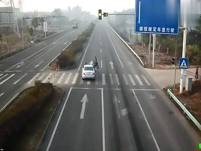 Kuang was hit by a car in his electric bicycle in Meishan City