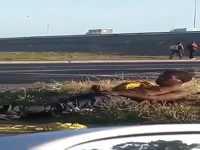 Man wanking on sidewalk