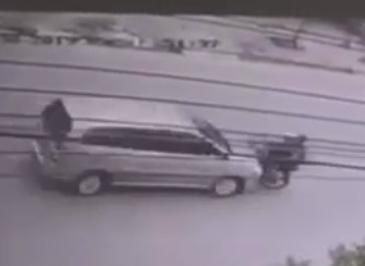 Couple on Motorbike is Flipped Like a Rag Doll by Van