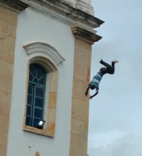 Making the Public Watch His Jump