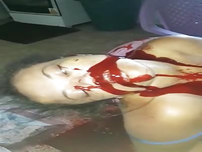 Twenty Year Old Girl Relaxing In A Chair Shot In The Face