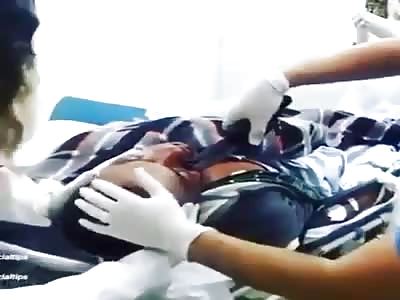 Horrible blade in the face of man